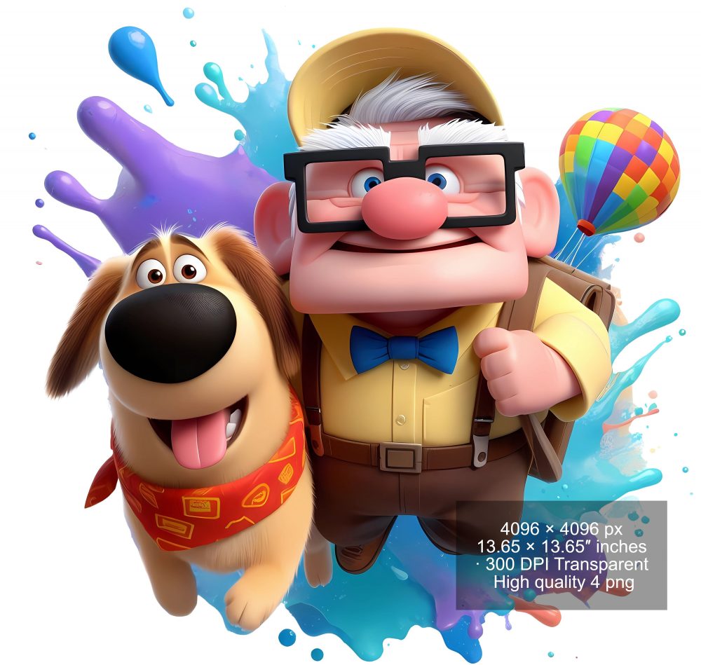 6 PNG UP Movie Splash and Watercolor Digital design file for sublimation – High Resolution -Instant Digital PNG Download