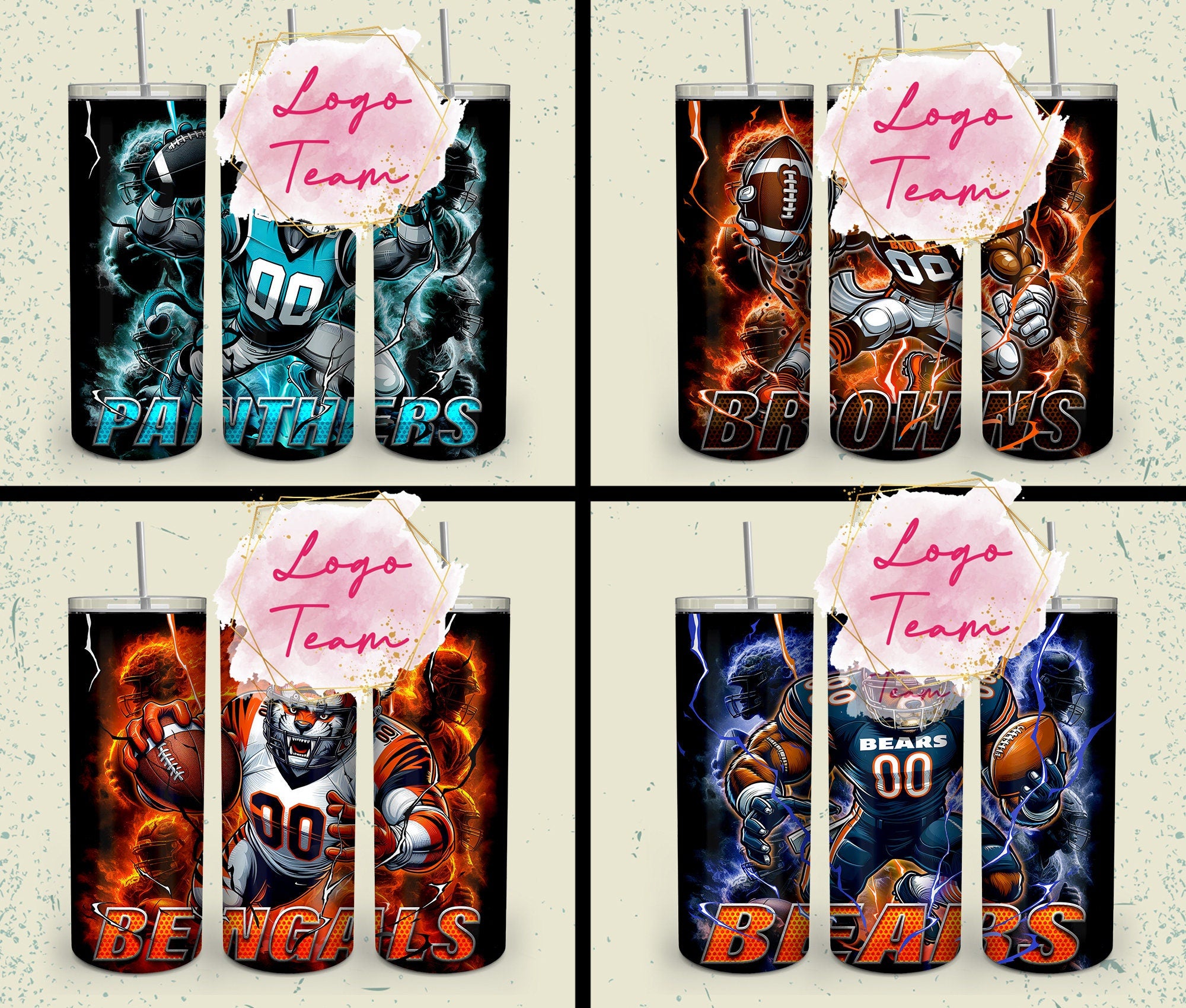 32 Team American Football Tumbler PNG Sublimation Designs, Football Mascot 20oz Skinny Tumbler Wrap PNG, Football Png Digital Download, NFL Tumbler