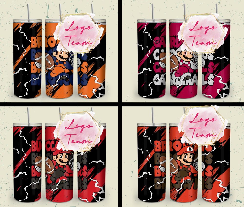 32 Team American Football Tumbler PNG Sublimation Designs, Football Mascot 20oz Skinny Tumbler Wrap PNG, Football Png Digital Download, NFL Tumbler