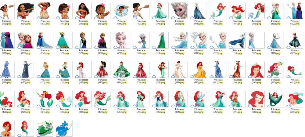 Princess PNG Clipart bundle, Princess Digital Paper PNG, Princess Birthday decor, Frozen png, Snow White clipart, sleeping beauty, Moana png