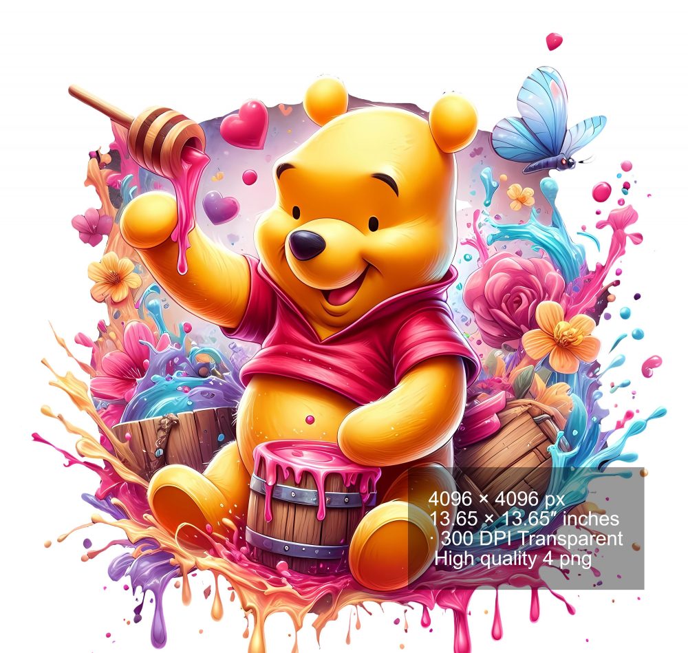 8 PNG Honey Bear Watercolor Digital design PNG file for sublimation – High Resolution -Instant Digital PNG Download