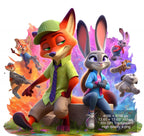 8 PNG Zootopia Nick & Judy Splash and Watercolor Digital design PNG file for sublimation – High Resolution -Instant Digital PNG Download