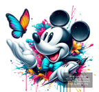 12 PNG Mickey Mouse Splash and Watercolor Digital design PNG file for sublimation – High Resolution -Instant Digital PNG Download