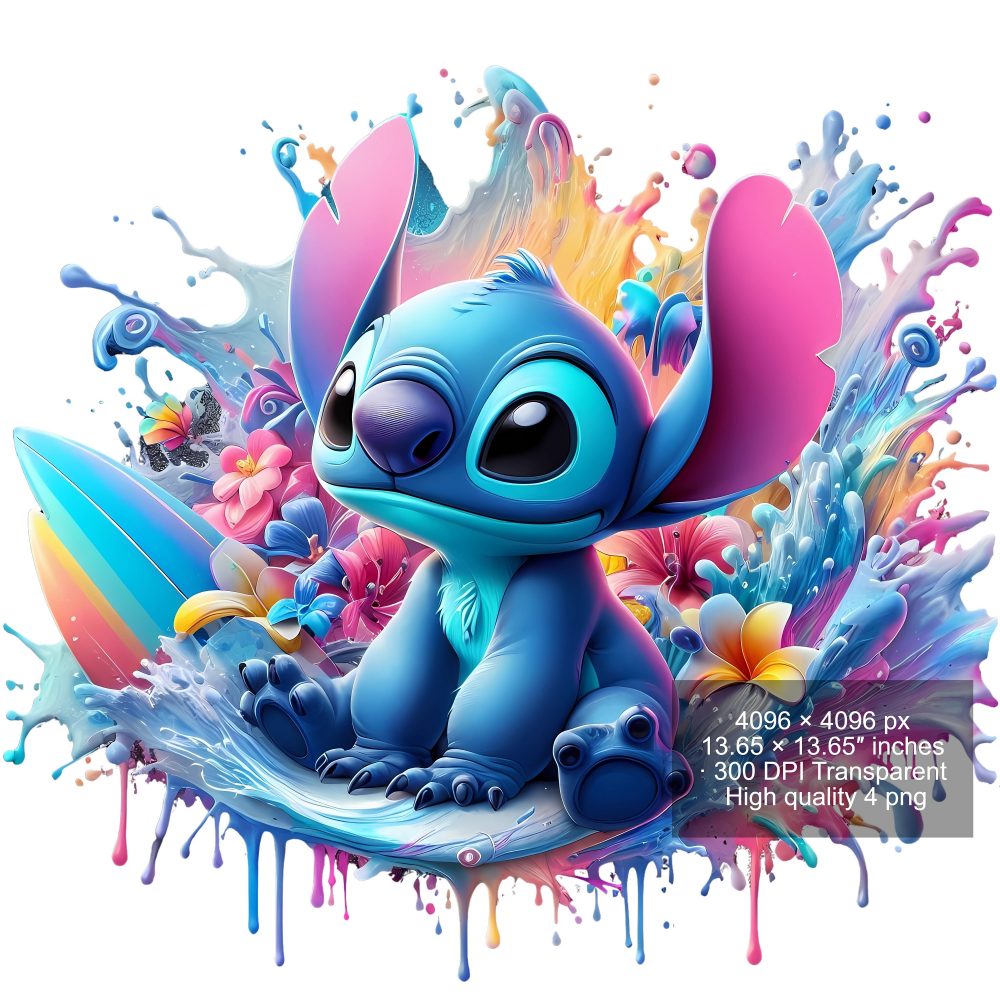 9 PNG Stitch Splash and Watercolor Digital design PNG file for sublimation – High Resolution -Instant Digital PNG Download