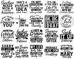 50 Sarcastic SVG Bundle, Funny SVG bundle, Sarcasm SVG bundle, Sassy Svg quotes shirts, Funny mom gift, Funny mom Png, Silhouette, Cricut