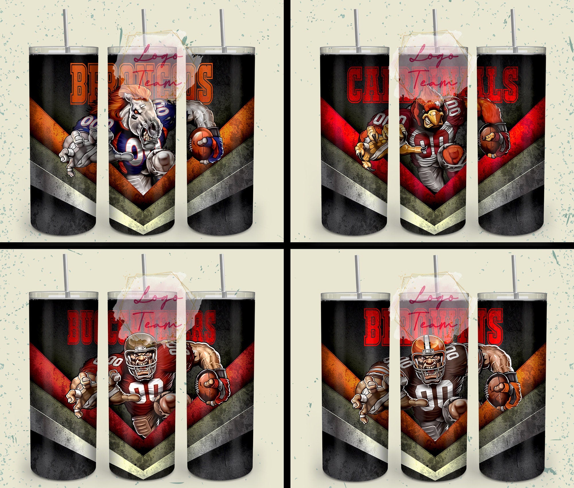 32 Team American Football Tumbler PNG Sublimation Designs, Football Mascot 20oz Skinny Tumbler Wrap PNG, Football Png Digital Download, NFL Tumbler
