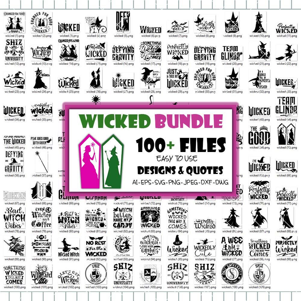 Wicked Movie Svg Png, Wicked PNG, Wicked Vinyl, Wicked Cricut, Witches Of OZ Svg Png,Witch Pink And Green, Wizard Movie Fan SVG Designs