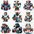 32 Team American Football Tumbler PNG Sublimation Designs, Football Mascot 20oz Skinny Tumbler Wrap PNG, Football Png Digital Download