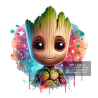 Set of 8 Watercolor splash Baby Groot png Digital images for printing, T-Shirts, Groot Print High Resolution-Instant Digital Download