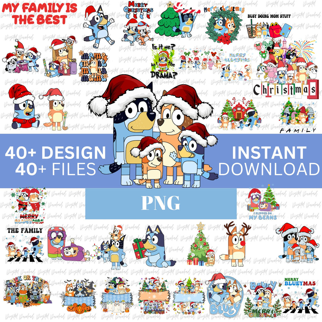 Mega Blue Dog Svg Bundle, Blue Dog Birthday Bundle Blue Dog Family Png Files, Png For Shirts, Birthday Png, Clipart png, Digital Download