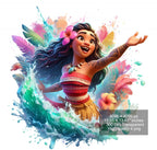 8 PNG Moana Splash and Watercolor Digital design PNG file for sublimation – High Resolution -Instant Digital PNG Download