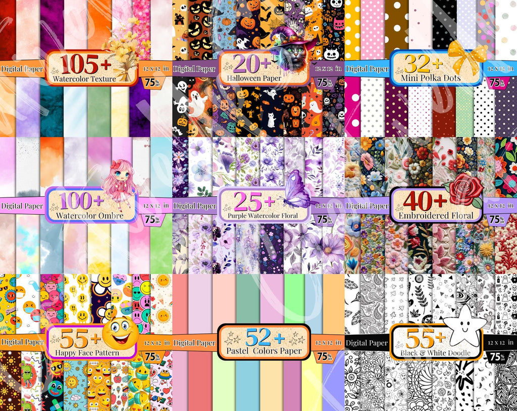 2800+ Mega Digital Paper Bundle, Scrapbook Paper, Floral Digital Paper, Digital Patterns, Seamless Background, Multiple Clipart, Digital PNG