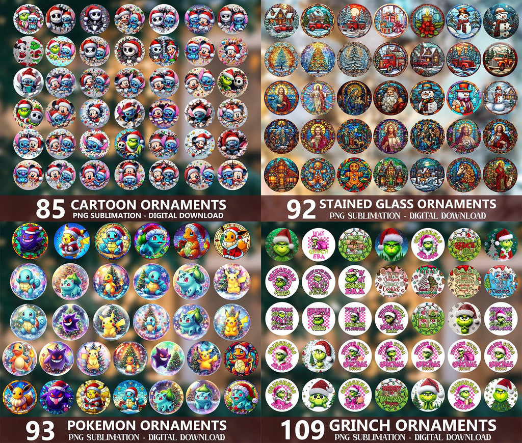 1000+ Designs Ornament Png Bundle, Christmas Ornament Designs, Christmas Cartoon Ornament, Bible Verses Ornament, 3D Inflated Ornament