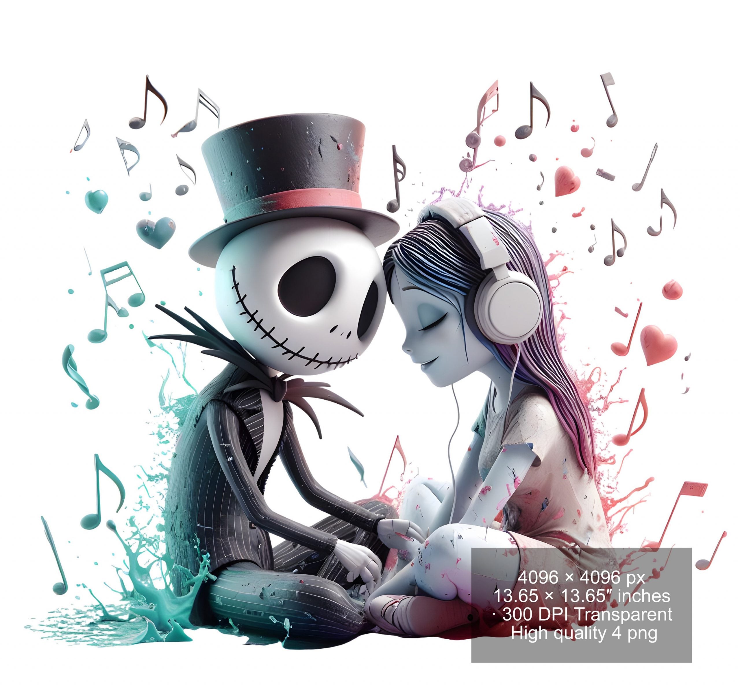 8 PNG Watercolor and splash Jack and Sally png for Christmas,Nightmare Before Christmas Jack and Sally PNG