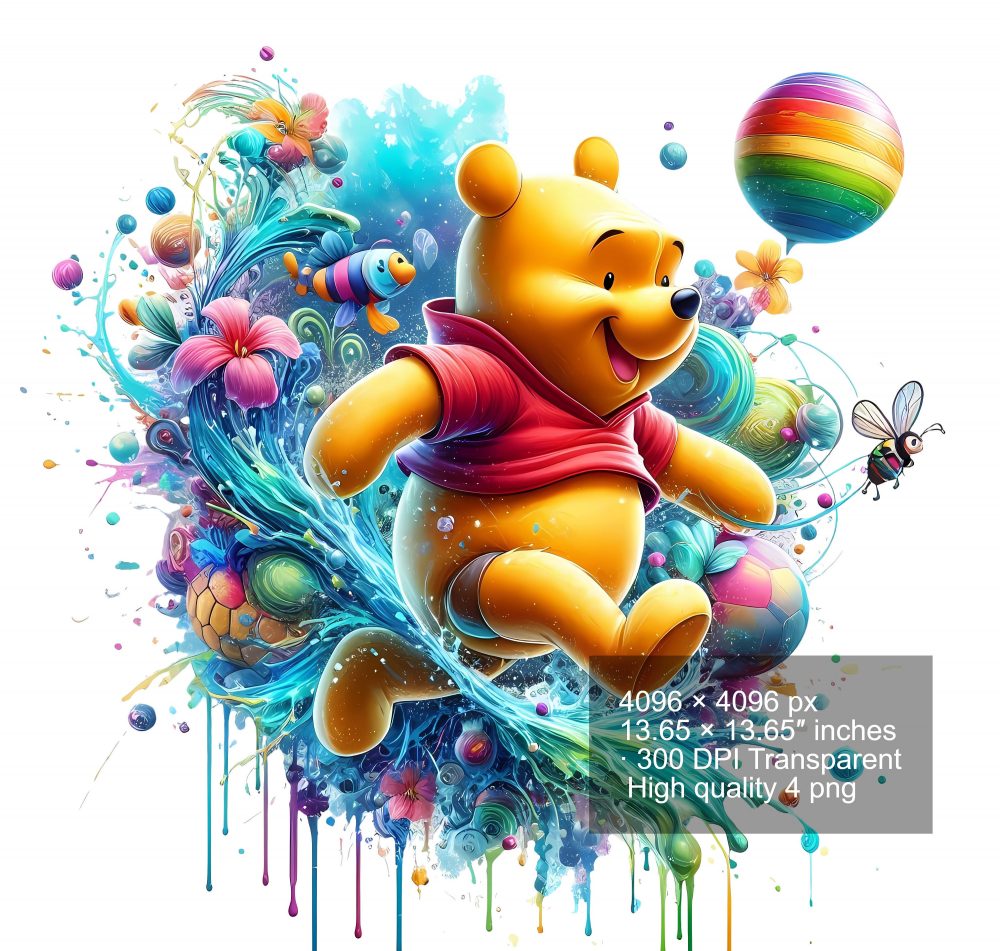 8 PNG Honey Bear Watercolor Digital design PNG file for sublimation – High Resolution -Instant Digital PNG Download
