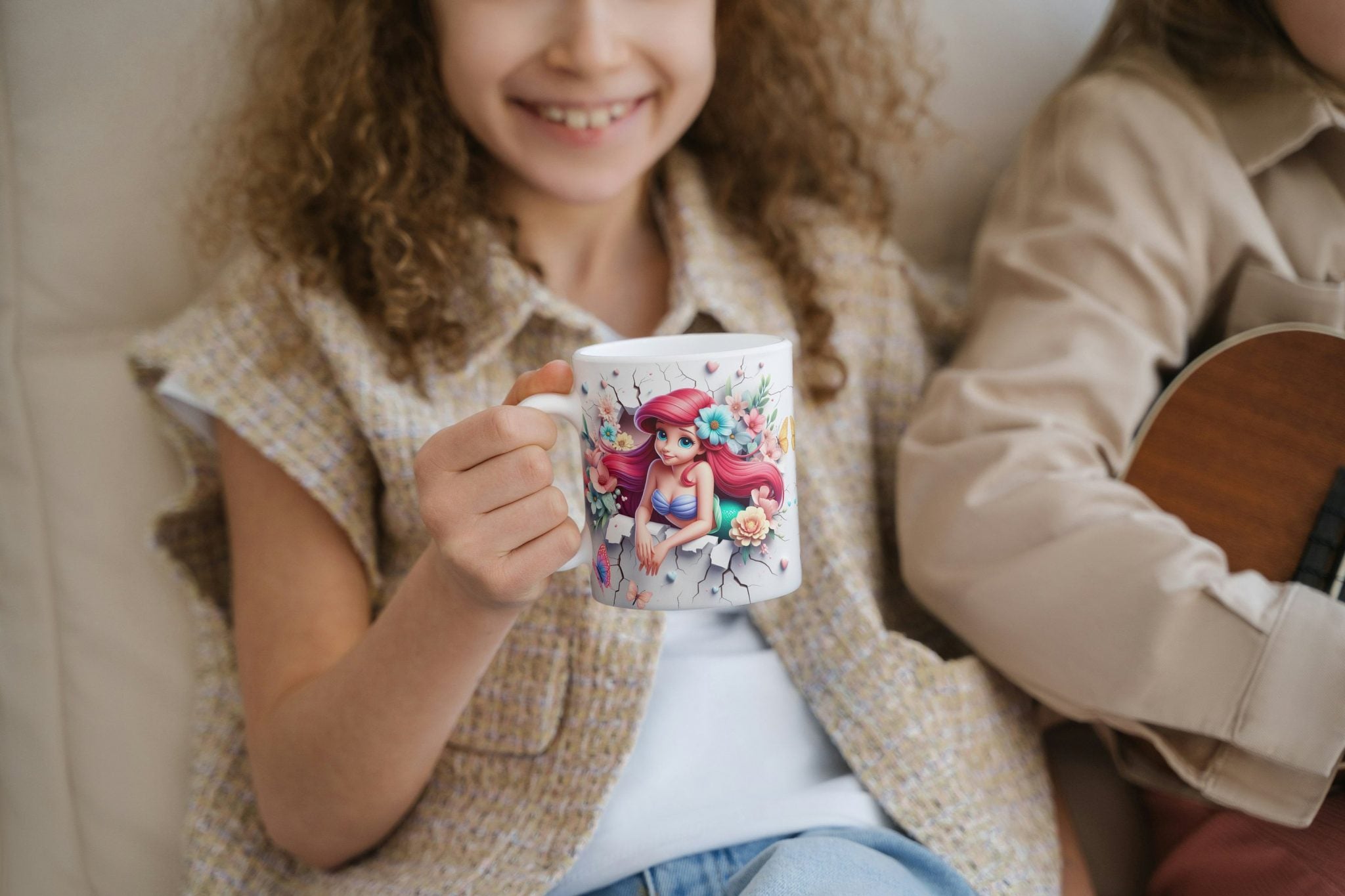 3D Effect Classic Girl Cartoon Character Mug Wrap, 11 oz & 15 oz Mug Bundle Sublimation Wrap, Instant Digital Download, PNG Template