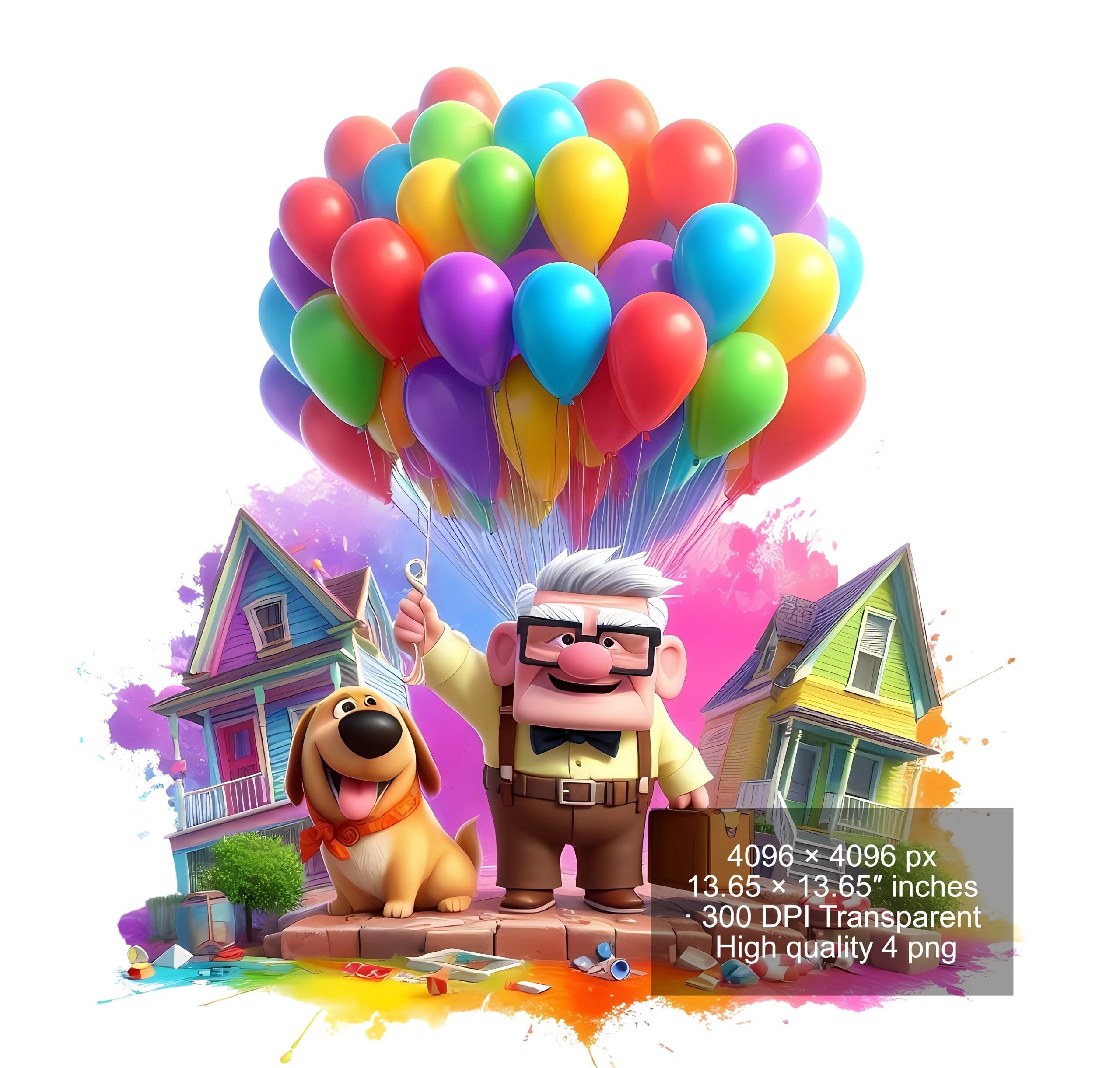 6 PNG UP Movie Splash and Watercolor Digital design file for sublimation – High Resolution -Instant Digital PNG Download