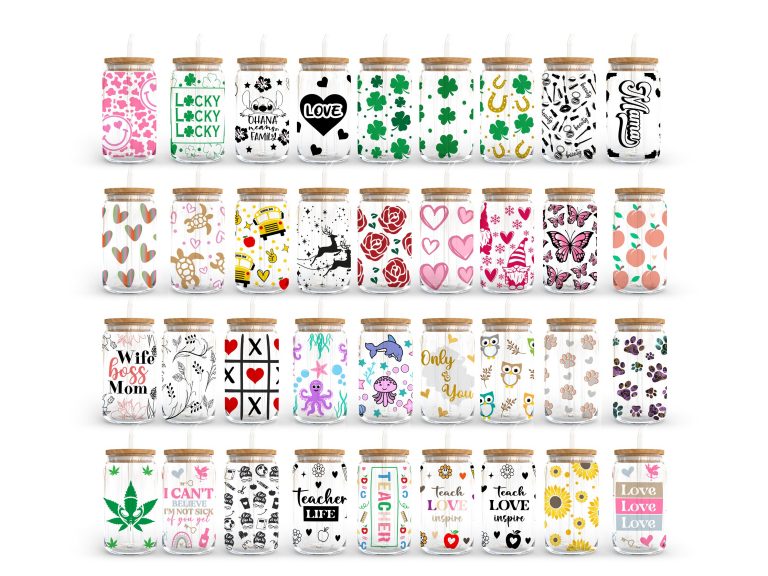 Libbey Glass Can Bundle – 16oz Glass Can svg, Libbey Glass Can Wrap, svg Files for Cricut & Silhouette Cameo, Glassware svg