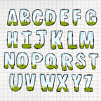 Canva Frame Doodle Alphabet UPPERCASE and Numbers, Editable Canva Letters template Custom Fill Pattern Digital Downloads