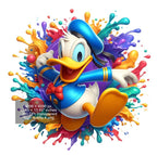 4 PNG Donald Duck Splash and Watercolor Digital design PNG file for sublimation – High Resolution