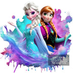 8 PNG Elsa and Anna Frozen Splash and Watercolor Digital design PNG file for sublimation – High Resolution -Instant Digital PNG Download