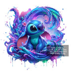 8 PNG Stitch Splash and Watercolor Digital design PNG file for sublimation – High Resolution -Instant Digital PNG Download