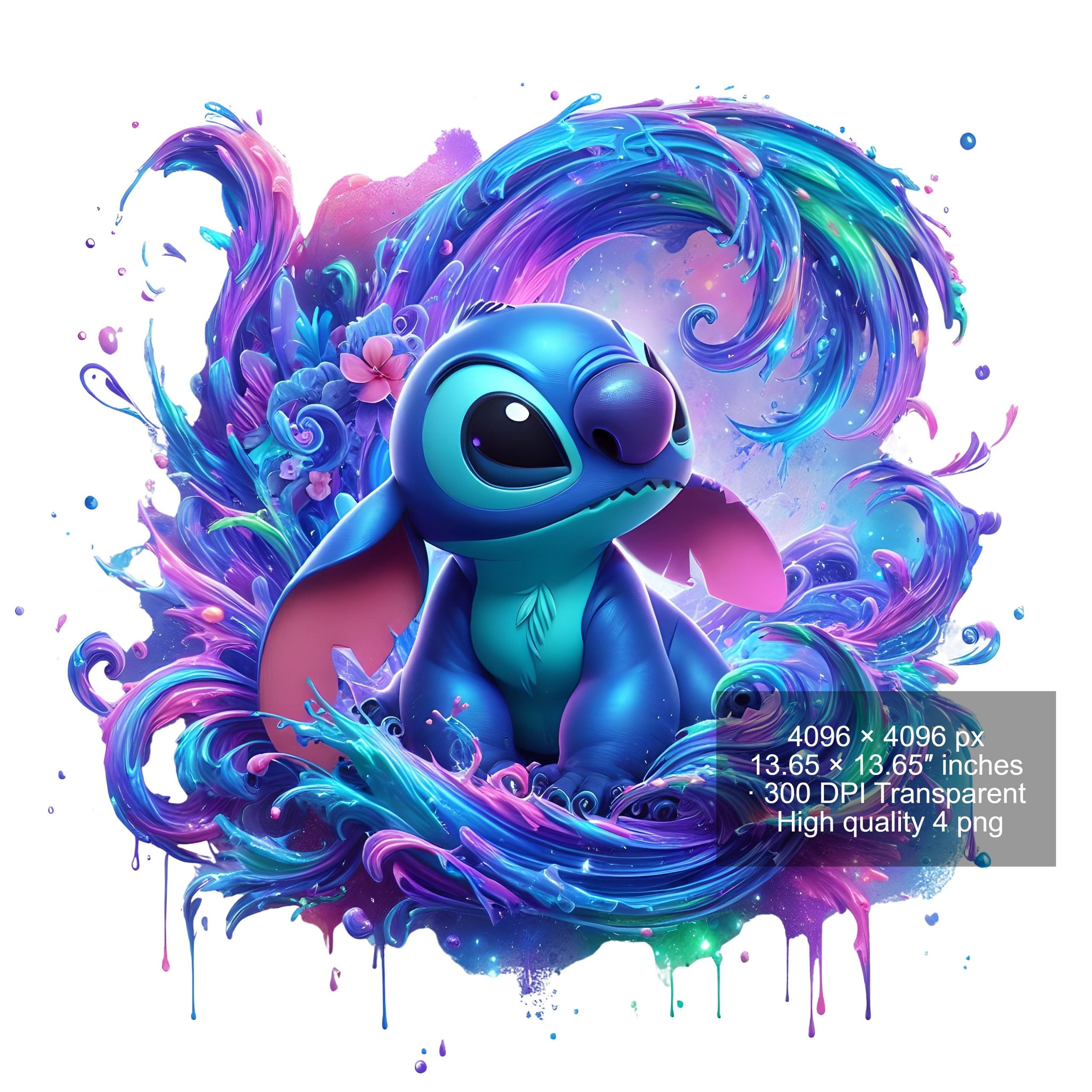 8 PNG Stitch Splash and Watercolor Digital design PNG file for sublimation – High Resolution -Instant Digital PNG Download