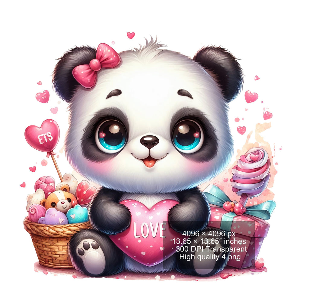 8 PNG Cute Panda Splash and Watercolor Digital design PNG file for sublimation – High Resolution -Instant Digital PNG Download