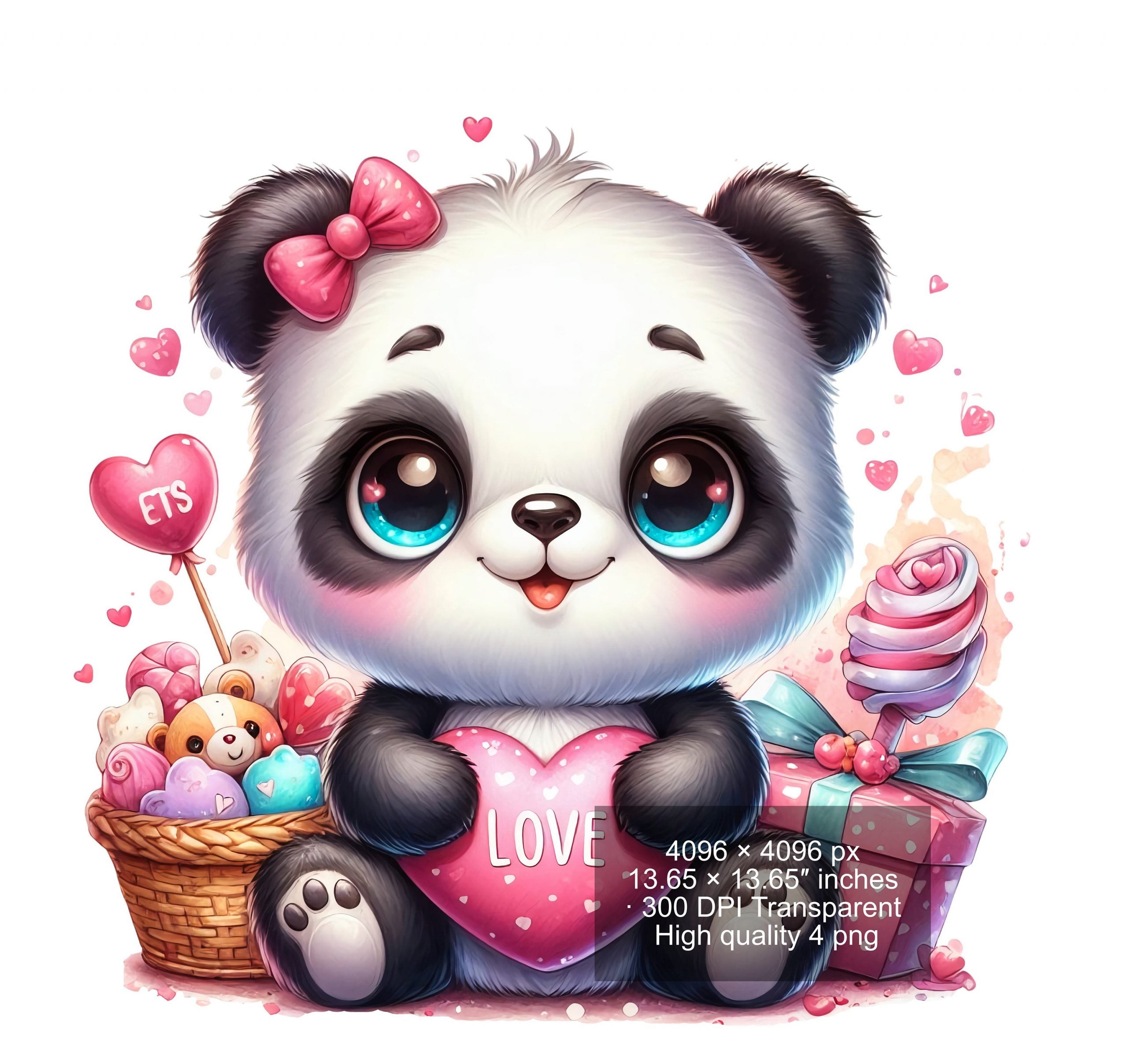 8 PNG Cute Panda Splash and Watercolor Digital design PNG file for sublimation – High Resolution -Instant Digital PNG Download