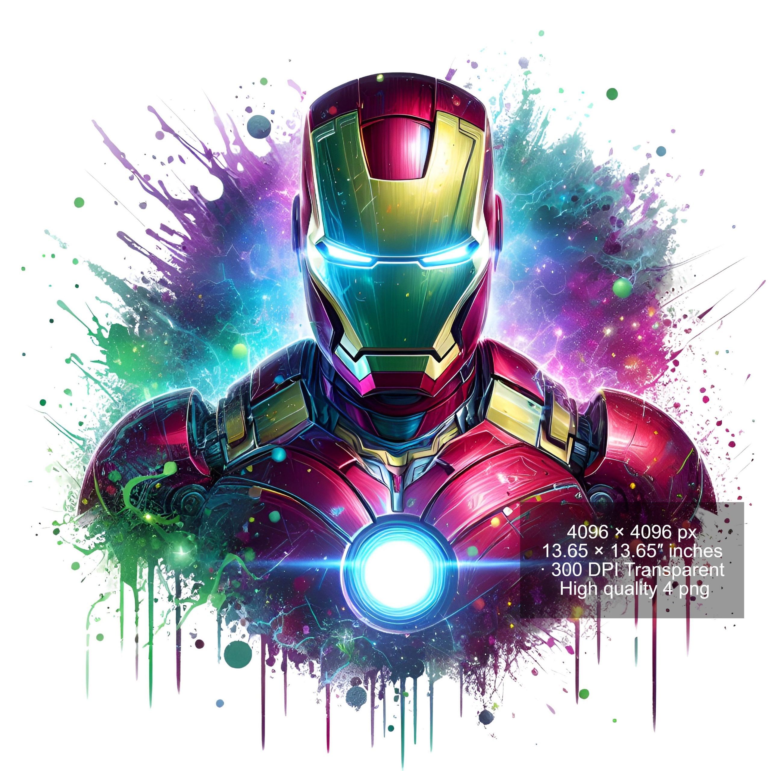 8 PNG Iron Man Splash and Watercolor Digital design PNG file for sublimation – High Resolution -Instant Digital PNG Download