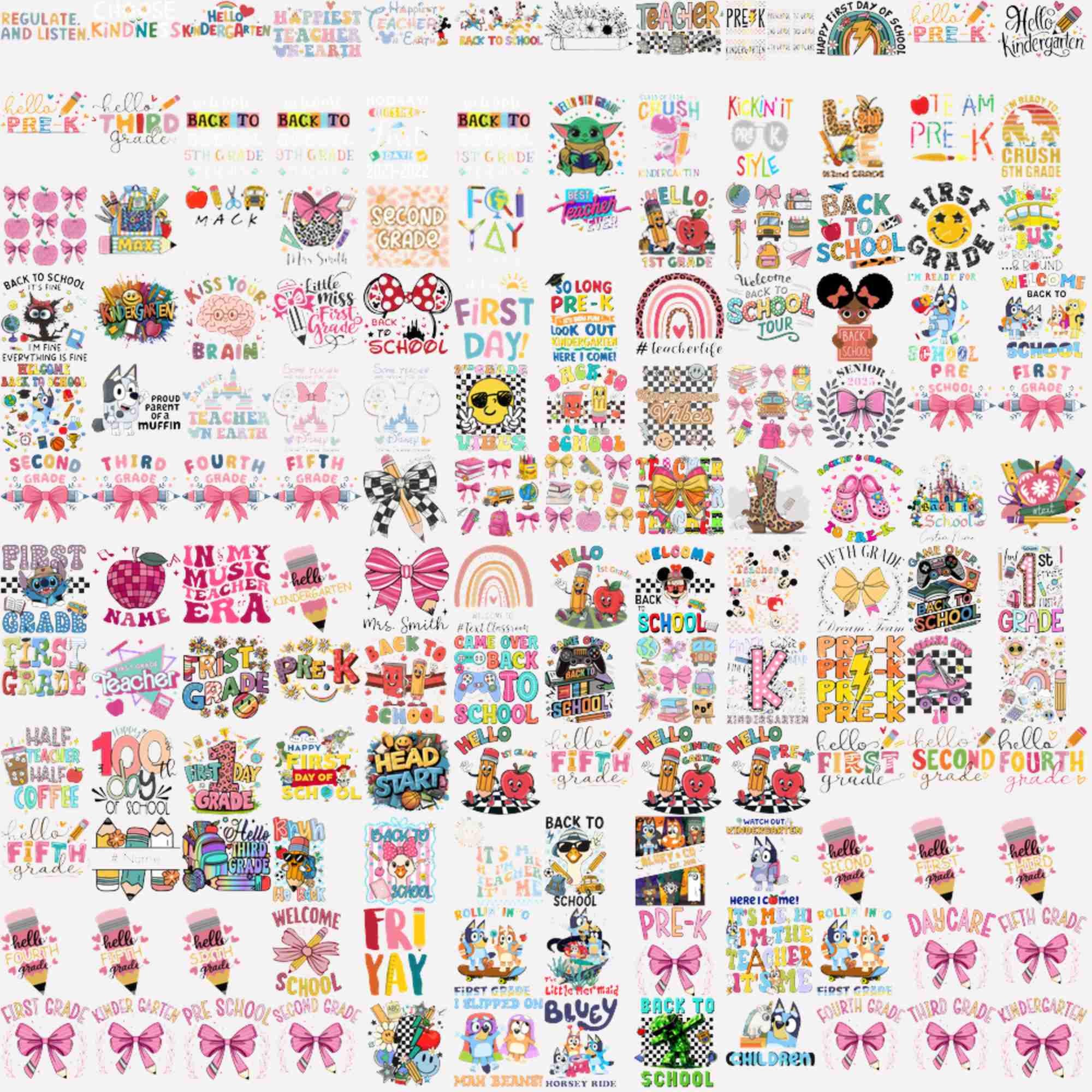 780+ Back to School PNG Bundle – Cute Classroom Sublimation, Coquette Bow, Preppy School Graphics for Teachers & Students