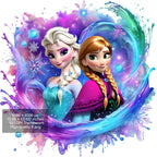 8 PNG Elsa and Anna Frozen Splash and Watercolor Digital design PNG file for sublimation – High Resolution -Instant Digital PNG Download