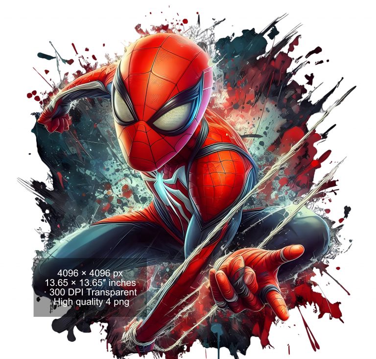 10 PNG Spiderman Splash and Watercolor Digital design PNG file for sublimation – High Resolution -Instant Digital PNG Download