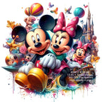 8 PNG Mickey Mouse and Minnie Splash and Watercolor Digital design PNG file for sublimation – High Resolution -Instant Digital PNG Download