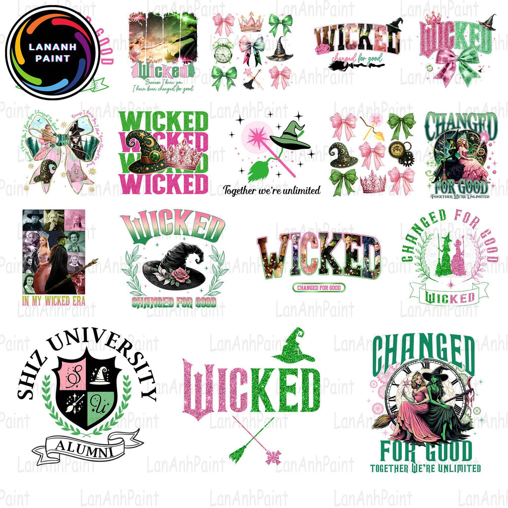 30+ Wizard Musical Movie 2024 Png Bundle, Changed For Good Png, Broadway Witch Pink And Green Png, Defying Gravity Broomstick Magic Wand Png