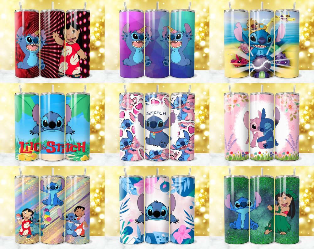 345 + Stitch Tumbler Wrap Designs, Stitch Sublimation Designs, 20 oz Stitch Tumbler Wrap PNG, Stitch Wrap, Lilo & Stitch Tumbler PNG
