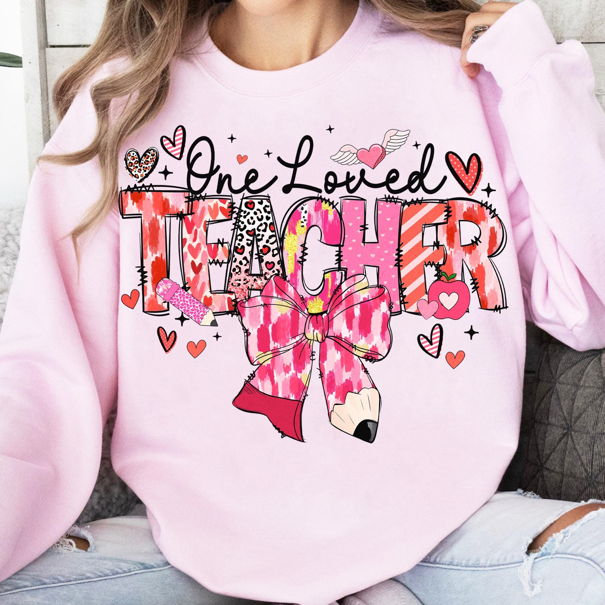 Teacher Valentine PNG Bundle, Teacher Coquette Png, Valentine Day Png, Retro Valentine, Valentine Teacher Heart Pencil Png, Gift for Teacher