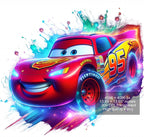 13 PNG Lightning McQueen Cars Splash and Watercolor Digital design PNG file for sublimation – High Resolution -Instant Digital PNG Download