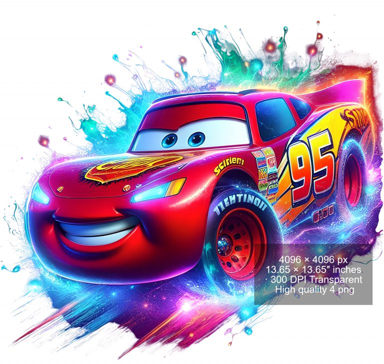 13 PNG Lightning McQueen Cars Splash and Watercolor Digital design PNG file for sublimation – High Resolution -Instant Digital PNG Download