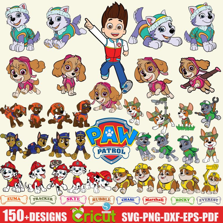 150+ Paw Patrol Svg Bundle Designs and 3D Alphabet, Layered Items, Clipart, Svg for Cricut, Layered Vector Cut File. Digital Files,