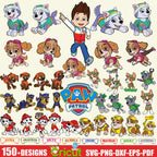 150+ Paw Patrol Svg Bundle Designs and 3D Alphabet, Layered Items, Clipart, Svg for Cricut, Layered Vector Cut File. Digital Files,