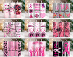 100+ Breast Cancer Tumbler Wrap Bundle 20oz Skinny Tumbler Sublimation PNG Ribbon Awareness Cancer Awareness Glitter Pink Tumbler