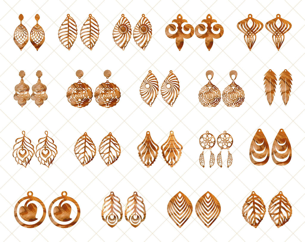 67 Earring SVG Bundle, Leather Earring SVG, Laser Cut Earrings, Geometric Earrings, Leaf Earrings, Teardrop Earrings
