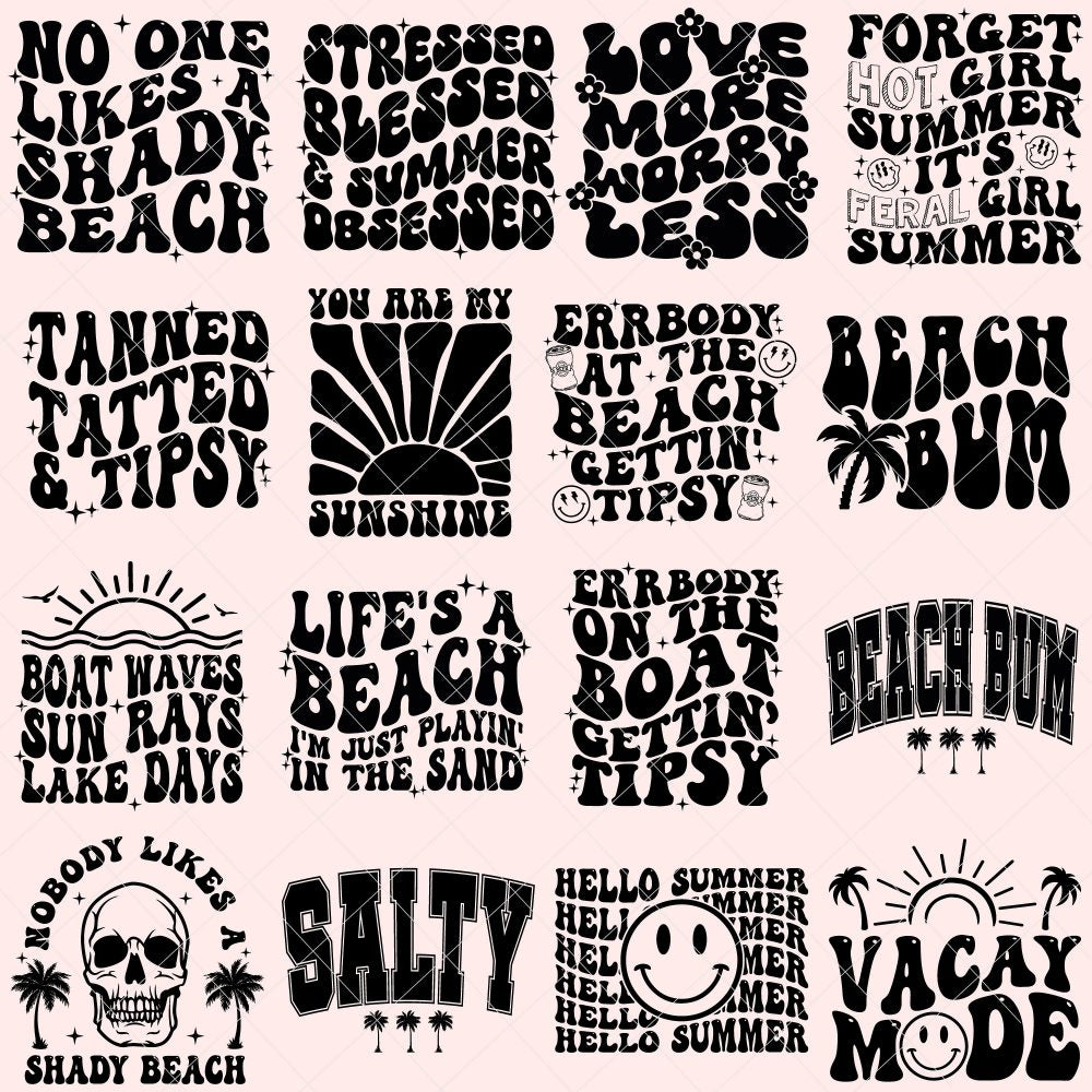 50 Retro Summer SVG Bundle, Summer Svg, Beach Svg, Summertime svg, Funny Beach Quotes, Summer Quotes Svg, Svg files for cricut, Svg Bundle