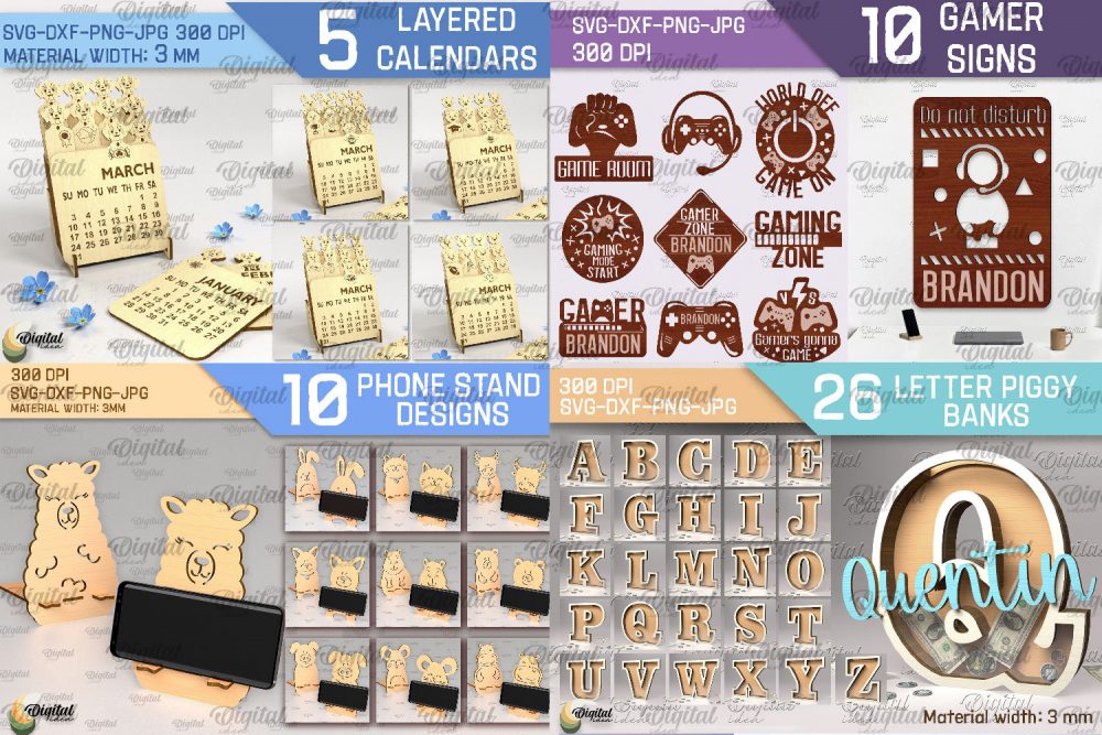 Home decor Laser cut Mega Bundle, 446 Home decor lasercut deisgns, 3D laser cut SVG, wine box laser cut, photo frame svg, money bank box svg