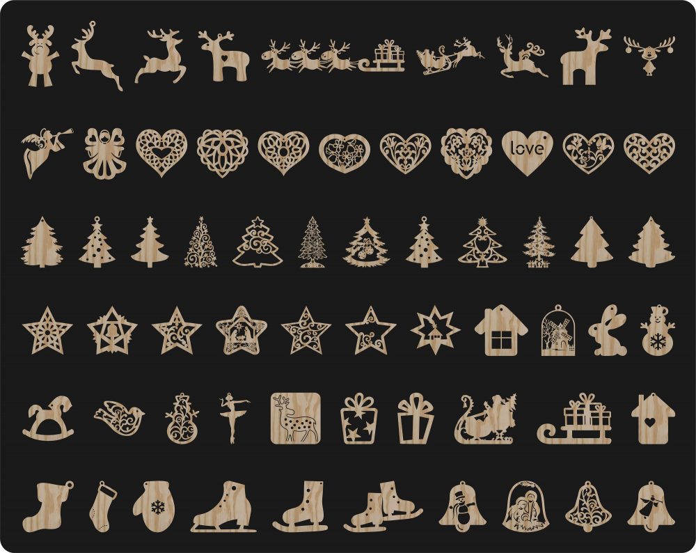 CNC Christmas Vector Files Bundle Vector cdr dxf svg for laser cut cnc Plasma Cricut Silhouette digital files