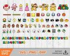Mario clipart bundle + alphabet, Mario svg cut files for Cricut / Silhouette, png, dxf, instant download