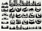 Forest Landscape SVG / Forest scene svg / Forest silhouette svg / Instant Download / Mountain Svg Bundle / Commercial use / Woodland SVG