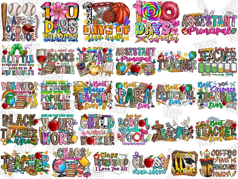 Teacher Life Bundle Png, 100 Days Of School Png, Teacher Design Png, Sublimate Design,Back To School, Bundle Designs, Digital PNG