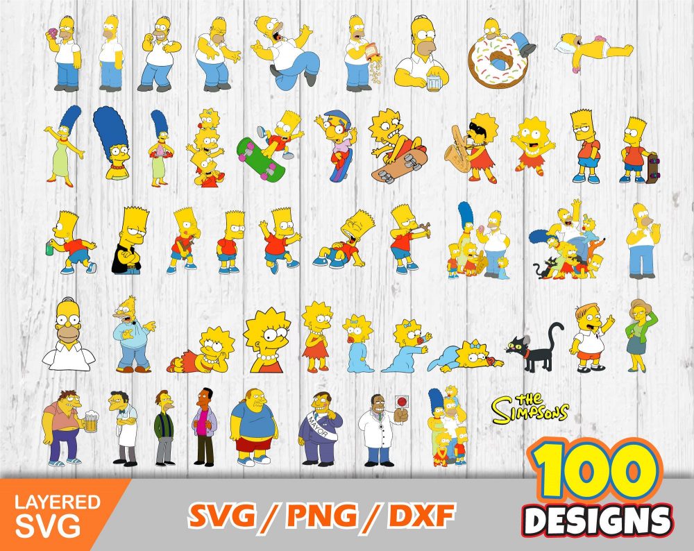 The Simpsons Clip Art bundle,The Simpsons svg cut files for Cricut / Silhouette, png, dxf, Simpsons png, instant download